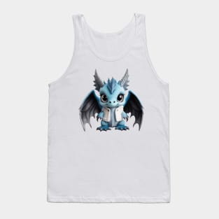 Cute Blue Baby Dragon Wearing a Warm Jacket Tank Top